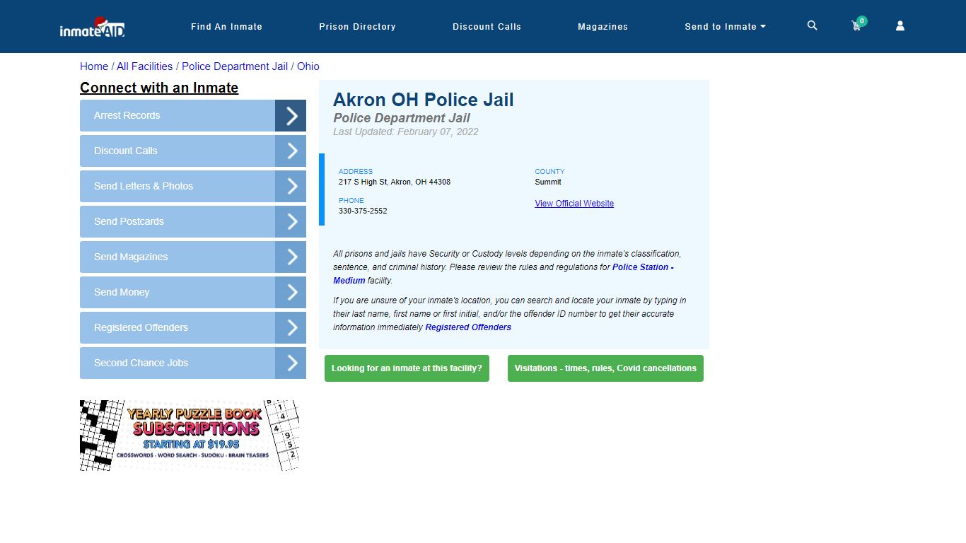 Akron OH Police Jail & Inmate Search - Akron, OH